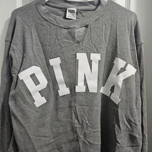 PINK Victoria's Secret Gray Waffle Knit Top